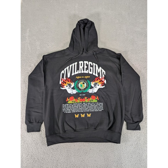 Civil Regime Burning State Hoodie Mens Large Ashes Angels Graphic Streetwear - Picture 1 of 10